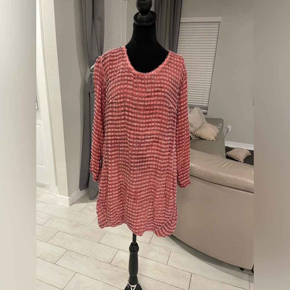 Grizas oliato silk balloon hem long sleeves tunic dress Sz Small